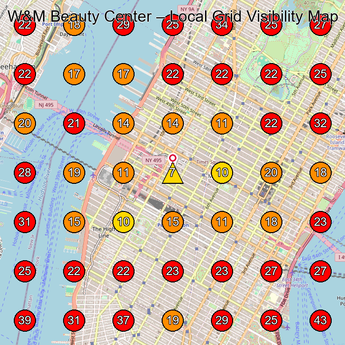 W&M Beauty Center GeoGrid visibility map for Facial Spa in New York